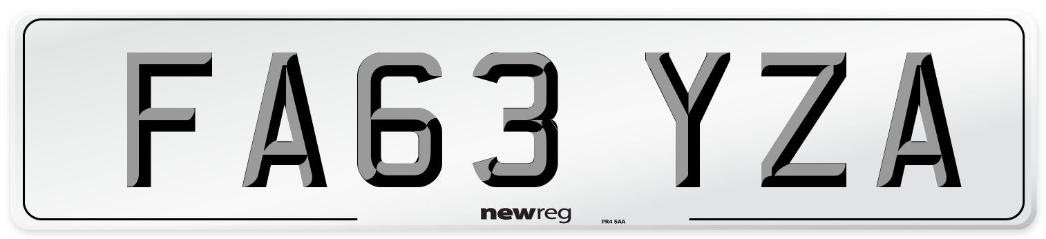 FA63 YZA Number Plate from New Reg